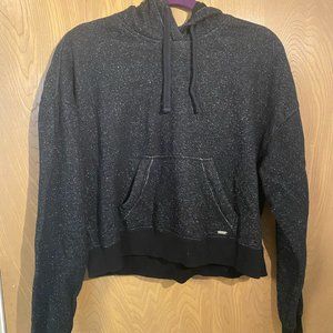 Hollister Black Medium Hoodie with Glitter and Slightly Cropped